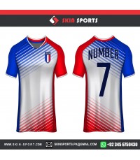 RED BLUE STRIPES   SOCCER JERSEYS